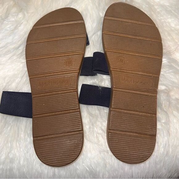 Maui Island Navy Blue 3 Strap Banded Sandals Flat Comfortable Summer Spring - Picture 7 of 7